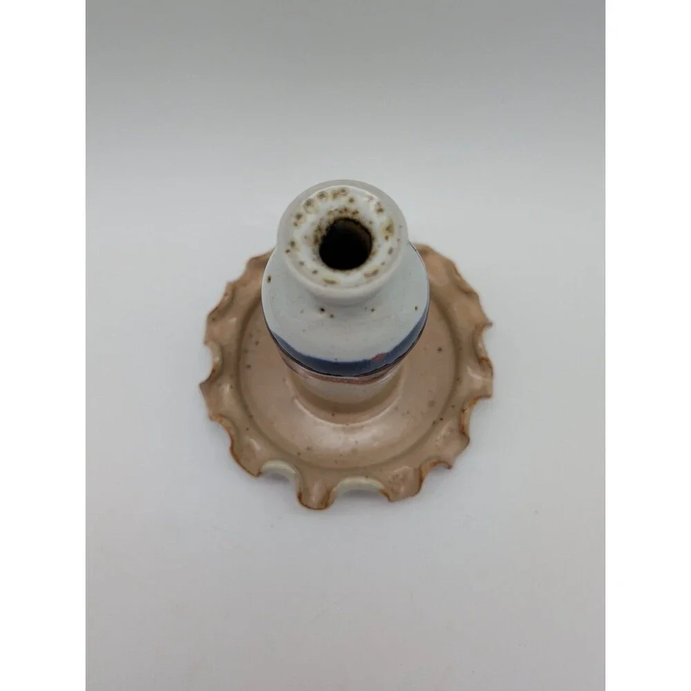 Randy Ritter Studio Pottery Michigan Blues Drip Glaze Oil Lamp Vase